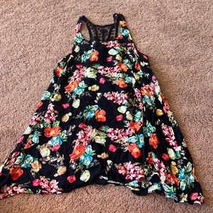 Worn once. Others Follow black floral print dress with black lace open back
